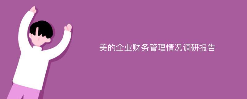 美的企业财务管理情况调研报告