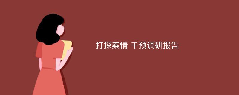 打探案情 干预调研报告