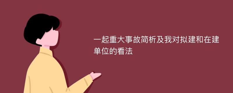 一起重大事故简析及我对拟建和在建单位的看法