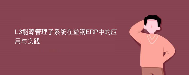 L3能源管理子系统在益钢ERP中的应用与实践